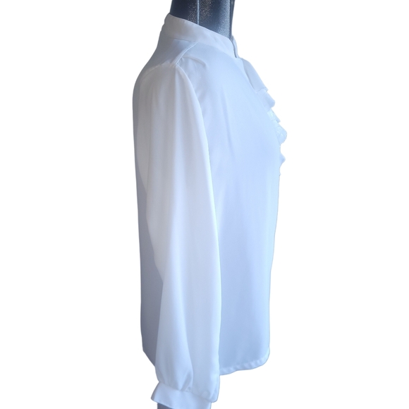 Vintage Semi Sheer White Flounced Blouse 16 - Picture 5 of 8